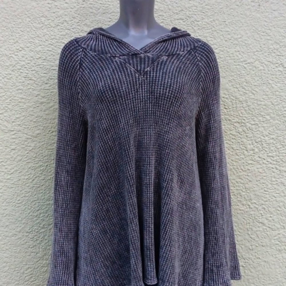 Blue Buttercup Ladies Hooded Waffle Designed Cotton Pullover. (USA)